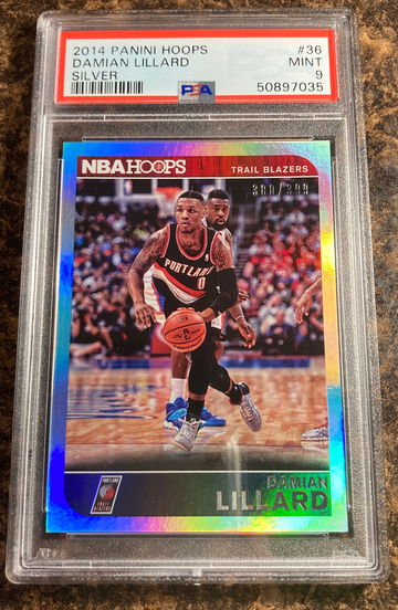 2014 panini hoops silver Damian Lillard psa 9