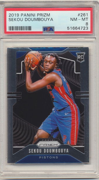 PSA 8 NM-MINT! SEKOU DOUMBOUYA 2019 PANINI PRIZM BASE ROOKIE CARD #261 NETS RC