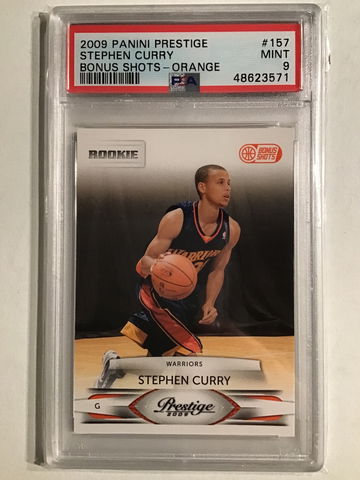 2009 Panini Prestige STEPHEN CURRY Bonus Shots - Orange /300 PSA 9