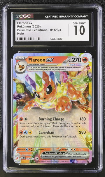 2025 Pokémon Prismatic Evolutions Flareon #014/131 Holo EX Tera CGC 10