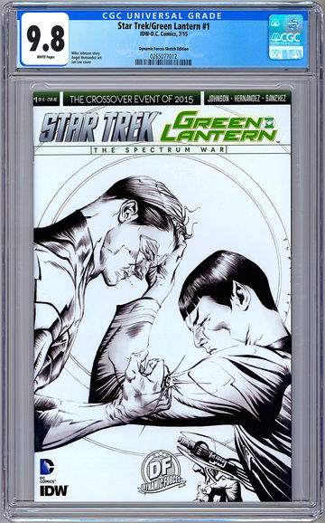 STAR TREK / GREEN LANTERN #1 CGC 9.8 DYNAMIC FORCES SKETCH ED LTD 1000 COA 2015