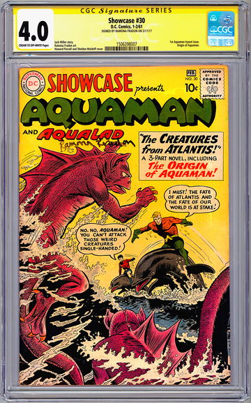 DC SHOWCASE #30 CGC-SS 4.0 *SIGNED RAMONA FRADON* CREATOR 1ST SA AQUAMAN 1961