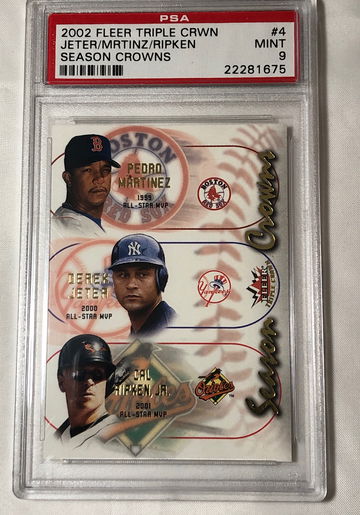2002 FLEER TRIPLE CRWN #4 JETER/MARTINEZ/ RIPKEN (4 of 10 SC) MINT 9