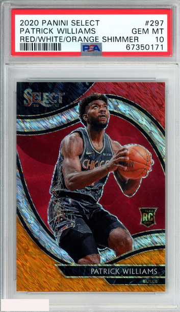 2020 PANINI SELECT PATRICK WILLIAMS #297 RED WHITE ORANGE SHIMMER ROOKIE PSA 10