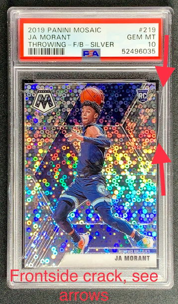 Minor Crack on Slab 2019-20 Ja Morant Fast Break Silver Prizm Variation SP RC Rookie #219