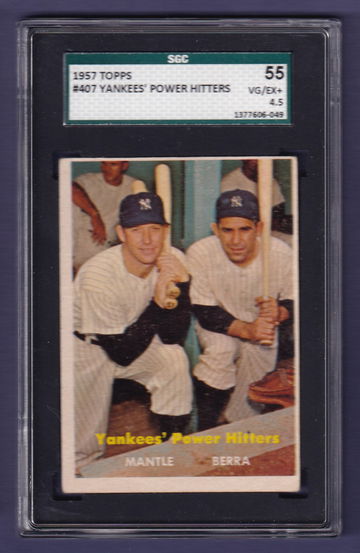 1957 Topps #407 Mantle/Berra SGC 4.5