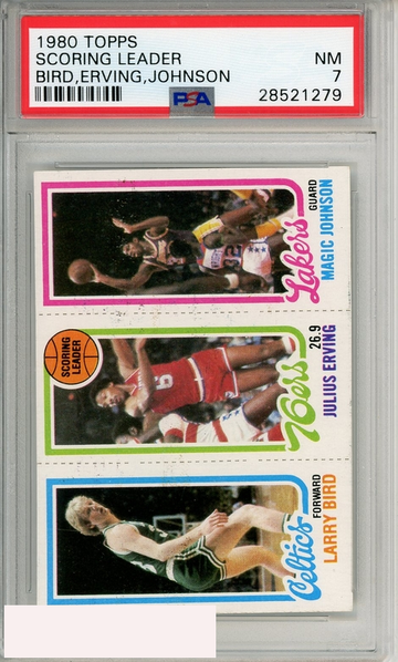 1980 TOPPS SCORING LEADER BIRD ERVING JOHNSON PSA 7 NM
