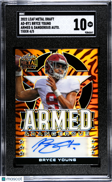 2022 Leaf Metal Draft Bryce Young #AD-BY1 Armed & Dangerous Autograph Tiger SGC 10