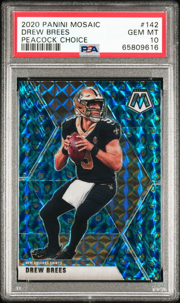 2020 Panini Mosaic Choice Peacock Mosaic Drew Brees #142 PSA 10