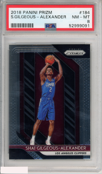 2018 PANINI PRIZM SHAI GILGEOUS-ALEXANDER #184 ROOKIE CLIPPERS RC PSA 8 NM-MT