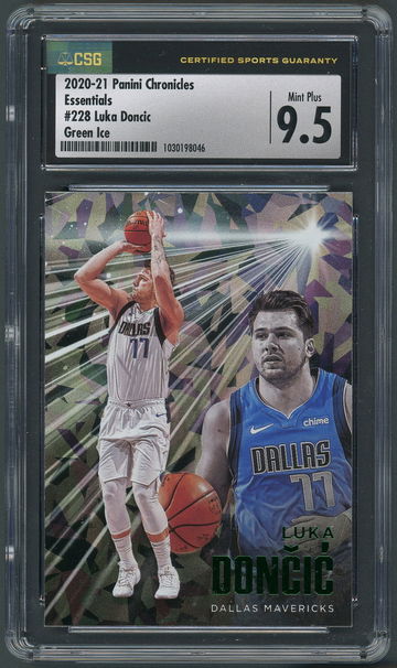 2020-21 Chronicles Essentials Luka Doncic #228 Fanatics Green Ice - CSG 9.5