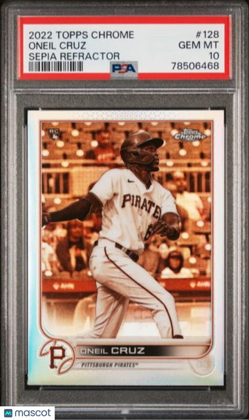 2022 Topps Chrome - Sepia Refractor #128 Oneil Cruz PSA 10 Gem Mint Rookie