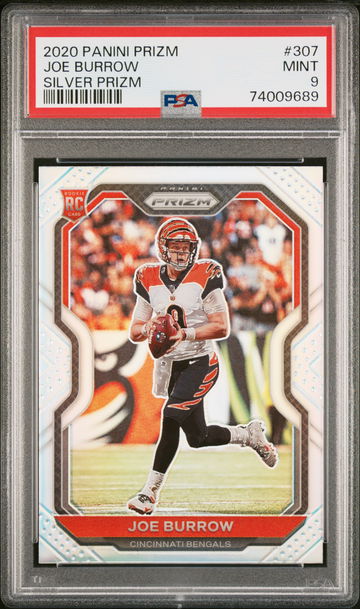 Joe Burrow 2020 Panini Prizm Football #307 Rookie Card Silver Prizm PSA 9 Mint