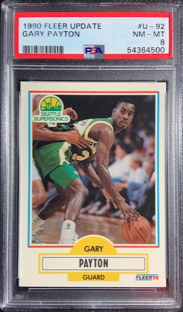 1990 Fleer Update #U-92 Gary Payton Rookie RC Card PSA 8 Seattle Supersonics