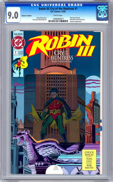 ROBIN III CRY OF THE HUNTRESS #1 CGC 9.0 COLLECTOR ED MOVEMENT ENHANCED CVR 1992