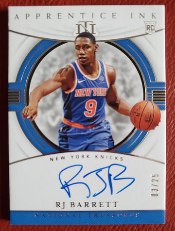 2019-20 National Treasures Apprentice Ink RJ Barrett RC ON CARD AUTO /25