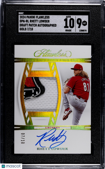2024 Panini Flawless Rhett Lowder #DPA-RL Draft Patch Autograph Gold SGC 9 Auto 10