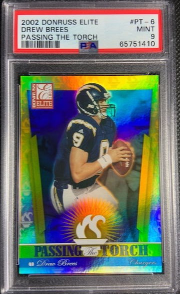 2002 Donruss Elite Drew Brees Passing the Torch /800 #PT-6 Chargers PSA 9 MINT 