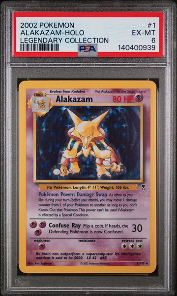 2002 Pokemon Legendary Collection Holo Alakazam #1 PSA 6