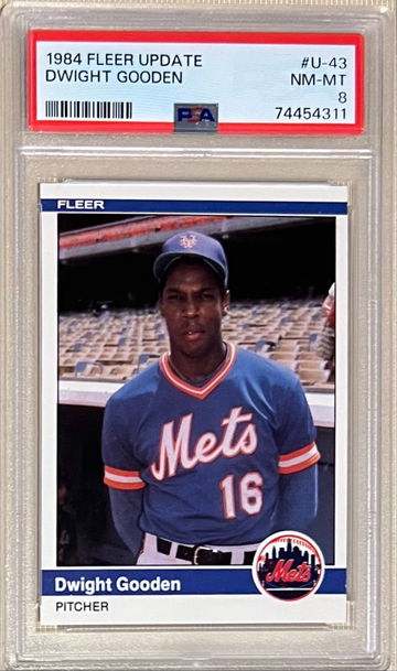 1984 Fleer Update #U-43 Dwight "Doc" Gooden rookie card PSA 8