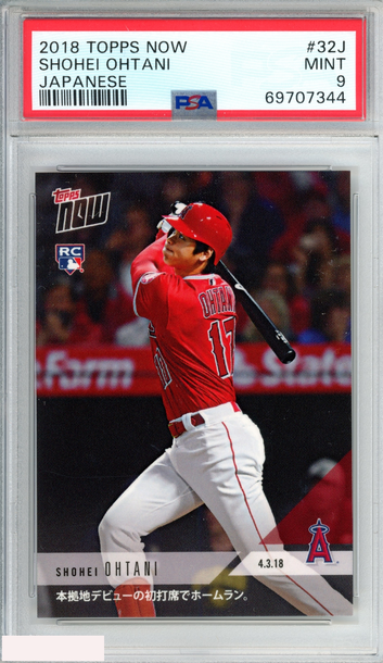 2018 TOPPS NOW SHOHEI OHTANI #32J JAPANESE ROOKIE RC ANGELS PSA 9 MINT