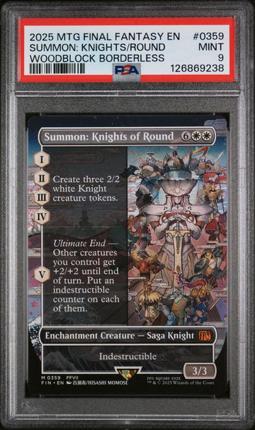 2025 Magic the Gathering Final Fantasy Woodblock Borderless Summon Knights of Round #0359 PSA 9