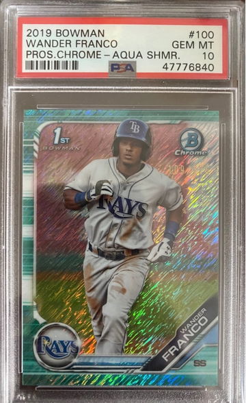 WANDER FRANCO 2019 BOWMAN CHROME AQUA SHIMMER REFRACTOR /125 PSA 10 GEM MINT