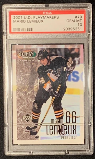 2001 Upper Deck Playmakers #79 Mario Lemieux PSA 10 Gem-Mint POP 15!