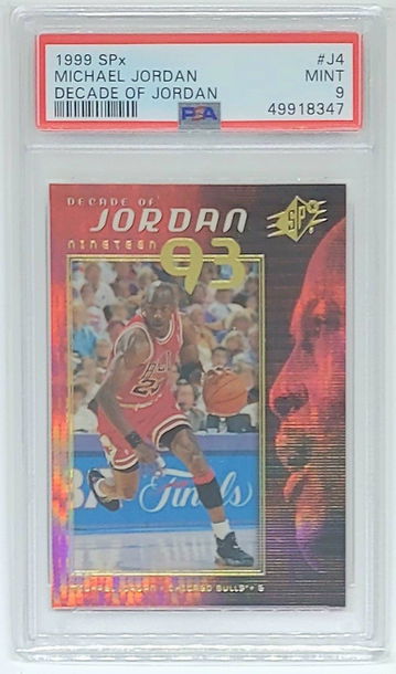 1999 SPX MICHAEL JORDAN DECADE OF JORDAN #J4 PSA 9 MINT RARE POP 14 NICE BULLS