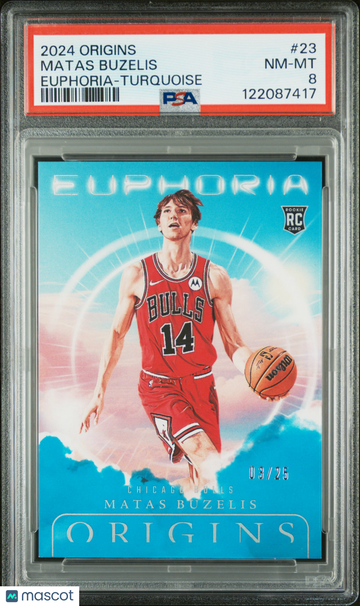 2024 Panini Origins Euphoria Matas Buzelis #23 Turquoise /25 PSA 8