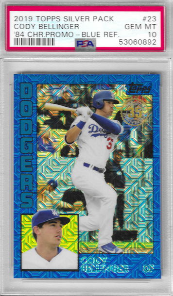 2019 Topps Silver Pack Cody Bellinger '84 Chrome Promo-Blue Refractor PSA 10