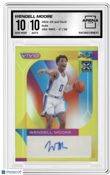 2023 2022-23 Leaf VIvid Wendell Moore #BA-WM1 Auto /50 Arena Club 10 Auto 10
