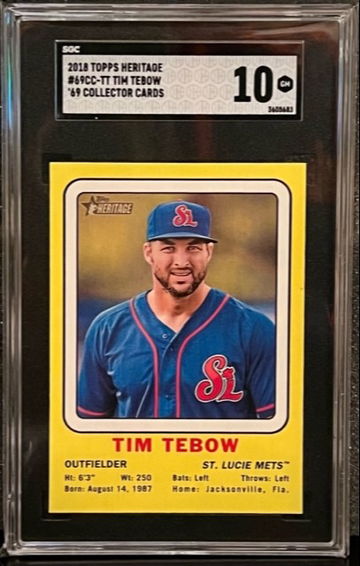 2018 Topps Heritage Tim Tebow #69CC-TT '69 Collector Cards SGC 10