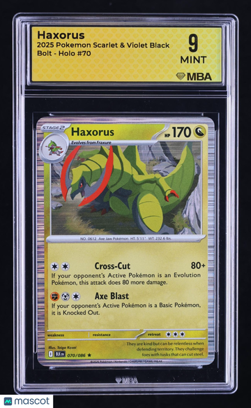 2025 Pokemon Scarlet & Violet Black Bolt Haxorus Holo MBA 9 #70