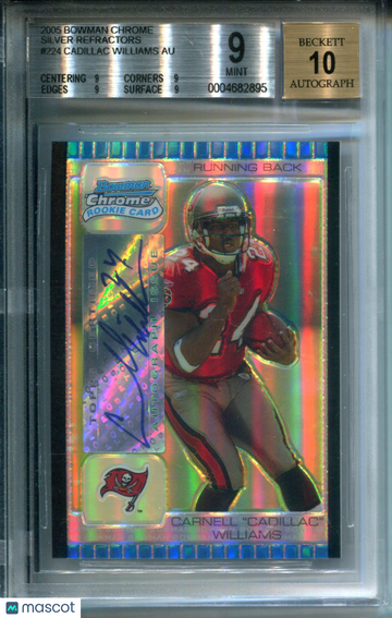 2005 Bowman Chrome Silver Refractors Cadillac Williams #224 BGS 9 Auto 10