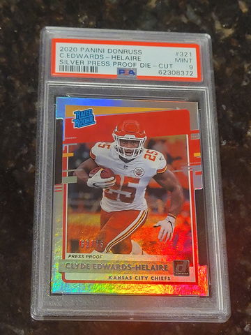 2020 RATED ROOKIE PRESS PROOF DIE CUT SILVER CLYDE EDWARDS-HELAIRE #62/75 PSA 9
