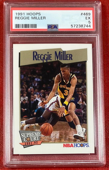 1991 NBA Hoops Reggie Miller #469 Basketball Cards PSA 5 Indiana Pacers