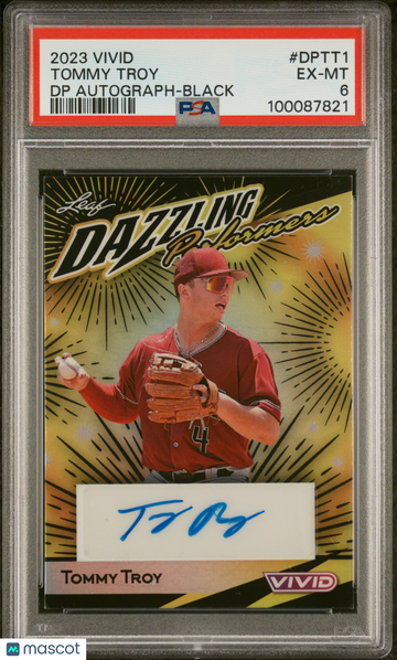 2023 Leaf Vivid Dazzling Performers Autographs Tommy Troy #DPTT1 DP Black PSA 6