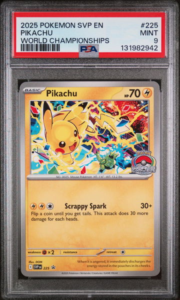 2025 Pokemon Scarlet and Violet Black Star Promo World Championships Pikachu #225 PSA 9