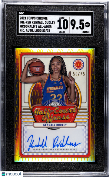 2024 Topps Chrome Mcdonald's All-American Kendall Dudley #IML-KEN Half Court Offense Autograph Logo Refractor SGC 9.5 Au