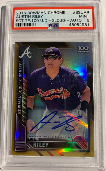 2016 Bowman Chrome Austin Riley Scouts gold autograph /50 PSA 9