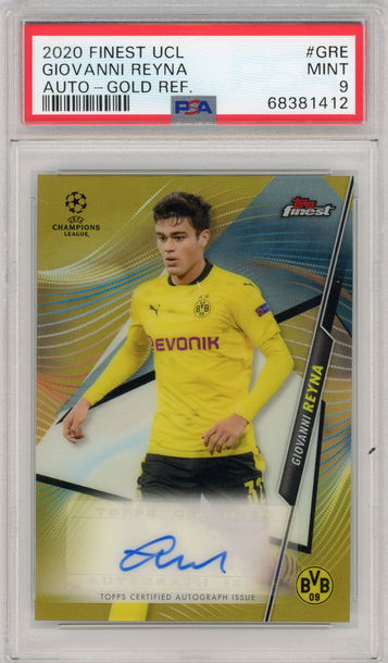 2020-21 Topps Finest UCL Gold Refractor Giovanni Reyna AUTO 22/50 PSA 9 MINT