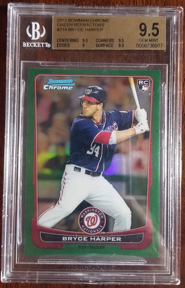2012 Bowman Chrome Green Refractor Bryce Harper RC