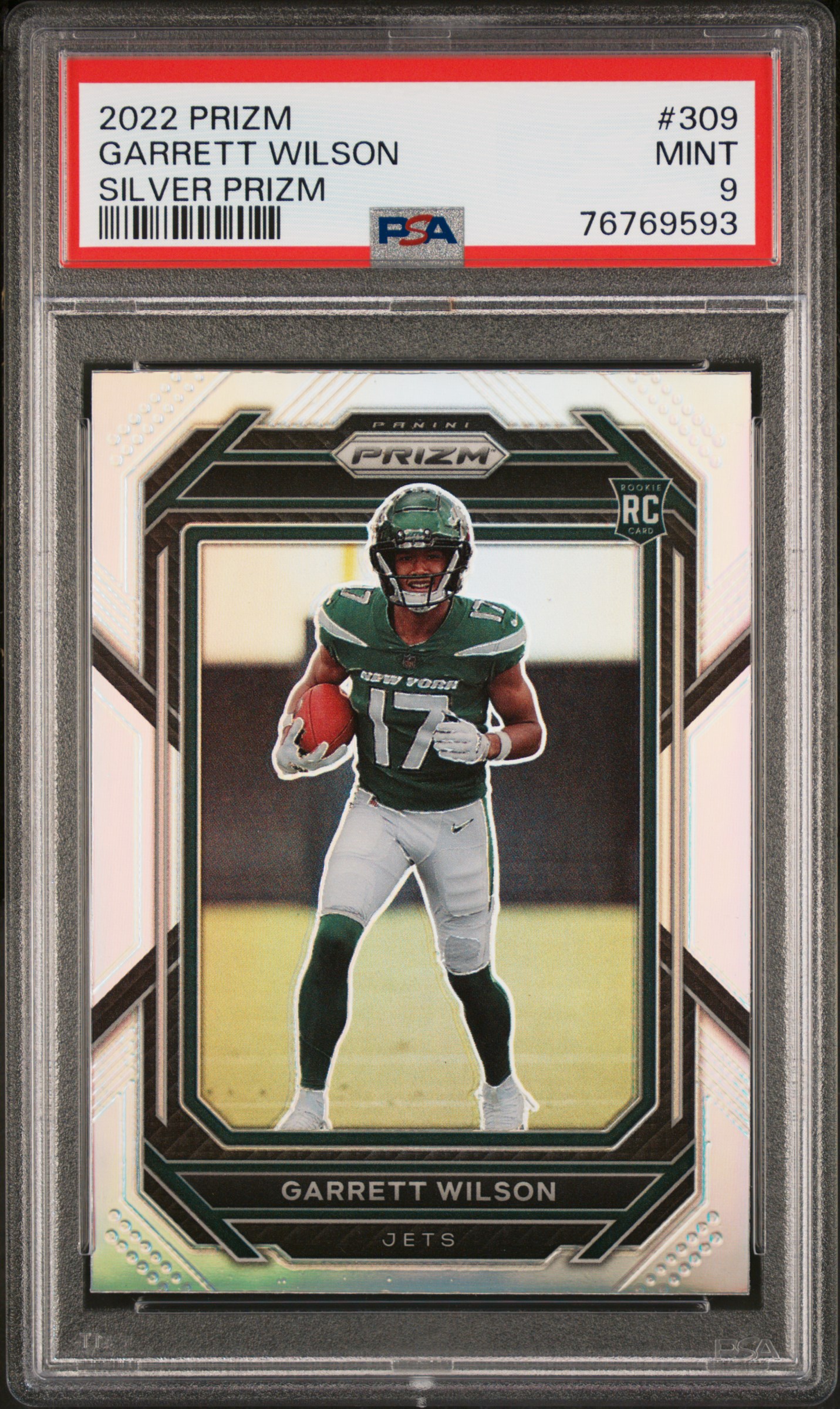 Garrett Wilson 2022 Panini Prizm #309 Silver Prizm Rookie RC PSA9 MINT Jets