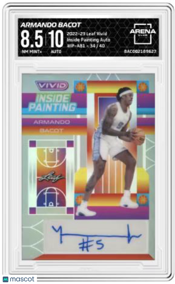 2022-23 Leaf Vivid Armando Bacot #IP-AB1 Inside Painting Auto Arena Club 8.5 Auto 10