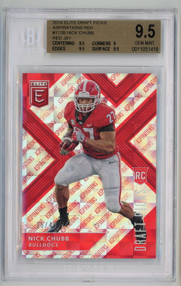 2018 Panini Elite Draft Picks Aspirations Red /49 Nick Chubb BGS 9.5