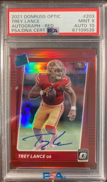 2021 Panini Donruss Optic Trey Lance Red PSA 9 Auto 10