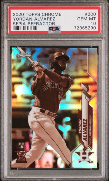 Yordan Alvarez topps chrome 2020 Psa 10 sepia refractor 