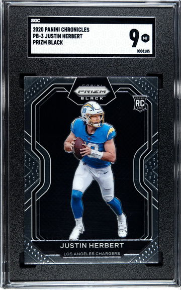 2020 Panini Chronicles Justin Herbert Prizm Black SGC 9 ROOKIE CARD!