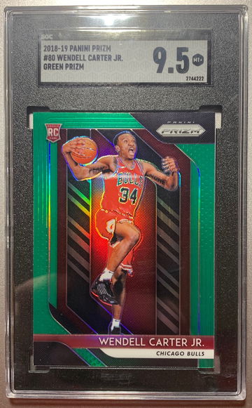 2018-19 Prizm Wendell Carter Jr Green Prizm Rookie SGC 9.5